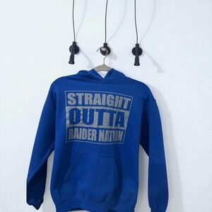 Straight Outta Raider Nation Blue‎ Hoodie Las Vegas Heavy Blend S